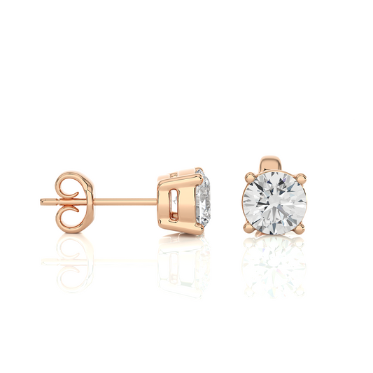 Rose Gold Moissanite Round Shape Earring – WE0094 - Which Mark