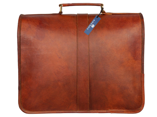 Handmade 16" -18" Leather Laptop Messenger Crossbody Bag For Unisex.