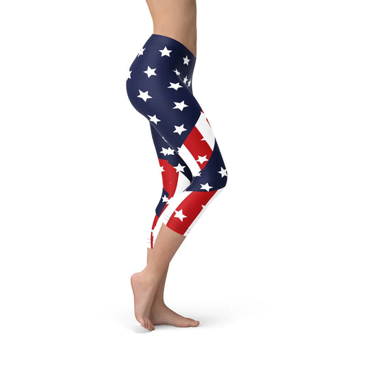 Womens American Flag Capri Leggings - Which Mark
