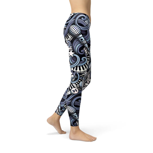 Womens Music Blue Leggings - Which Mark