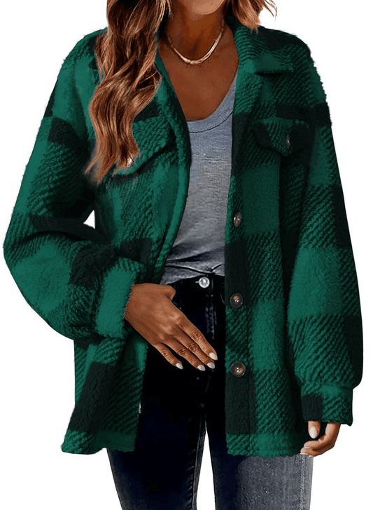 WinterFlair™ – Women's Fashion Jacket Button Plush Coat - Which Mark