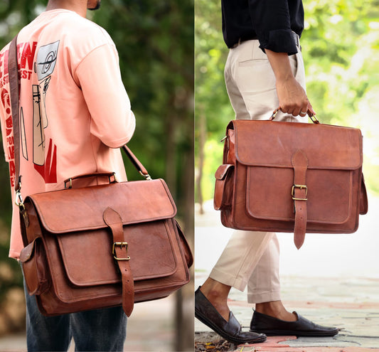 Combo Of 2, Leather Laptop Bag with Small Woman Crossbody Purse