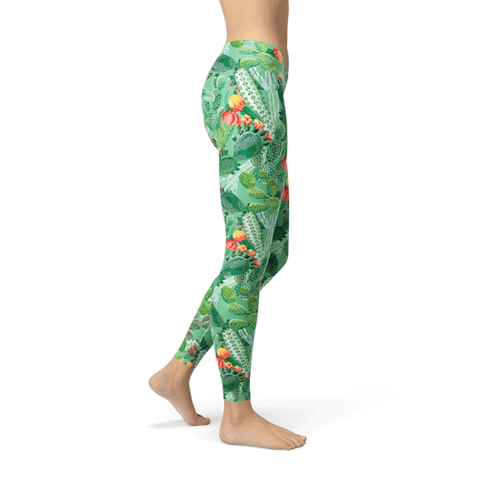 Womens Green Cactus Leggings - Which Mark