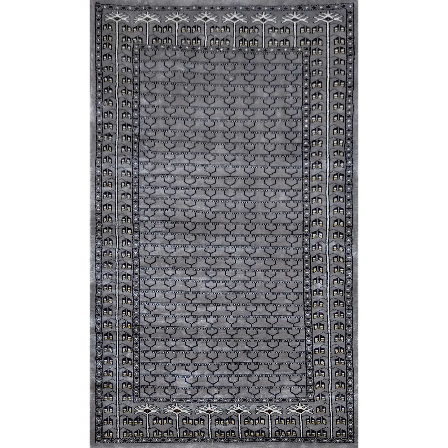 3×5 ft Hand Knotted Art Silk Gray Carpet Parda - Which Mark
