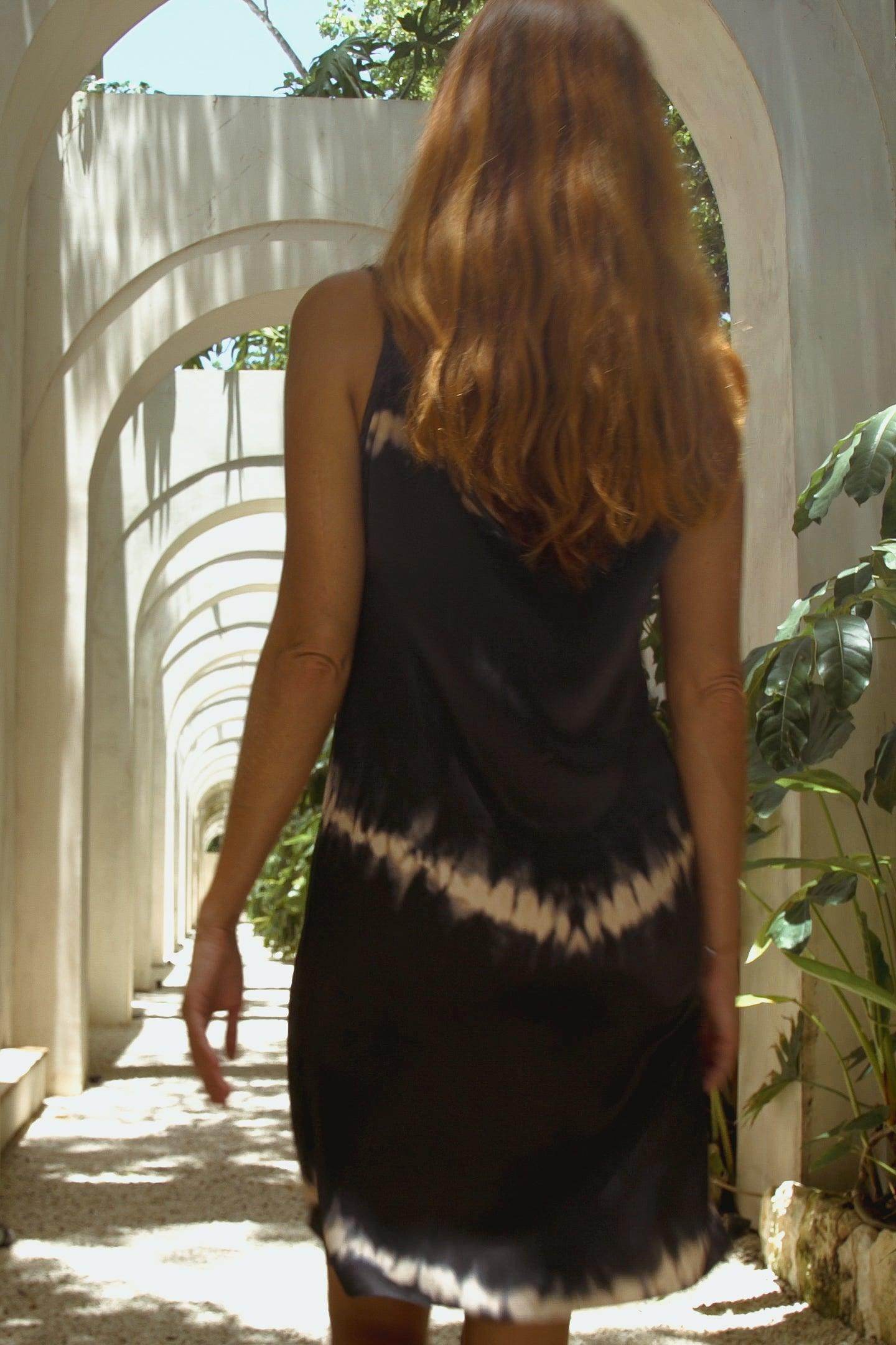 Vela Silk Dress in Black Shibori - Which Mark