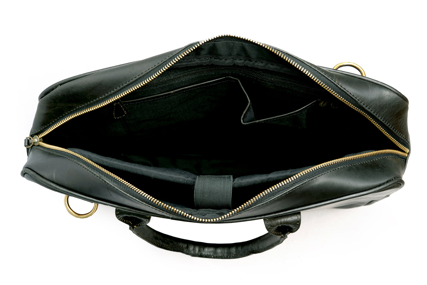 Handmade Black Leather Laptop Bag For Unisex.