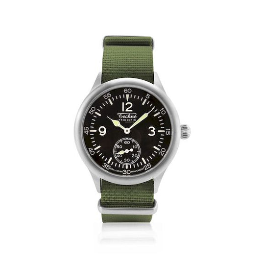 39.5mm field quartz watch with nylon 6 strap in olive drab colour - Which Mark