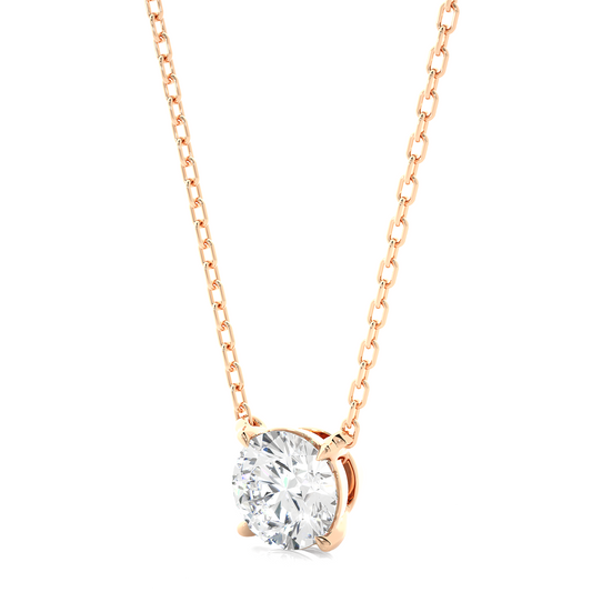 Rose Gold Moissanite Round Shape Pendant – PT0045 - Which Mark
