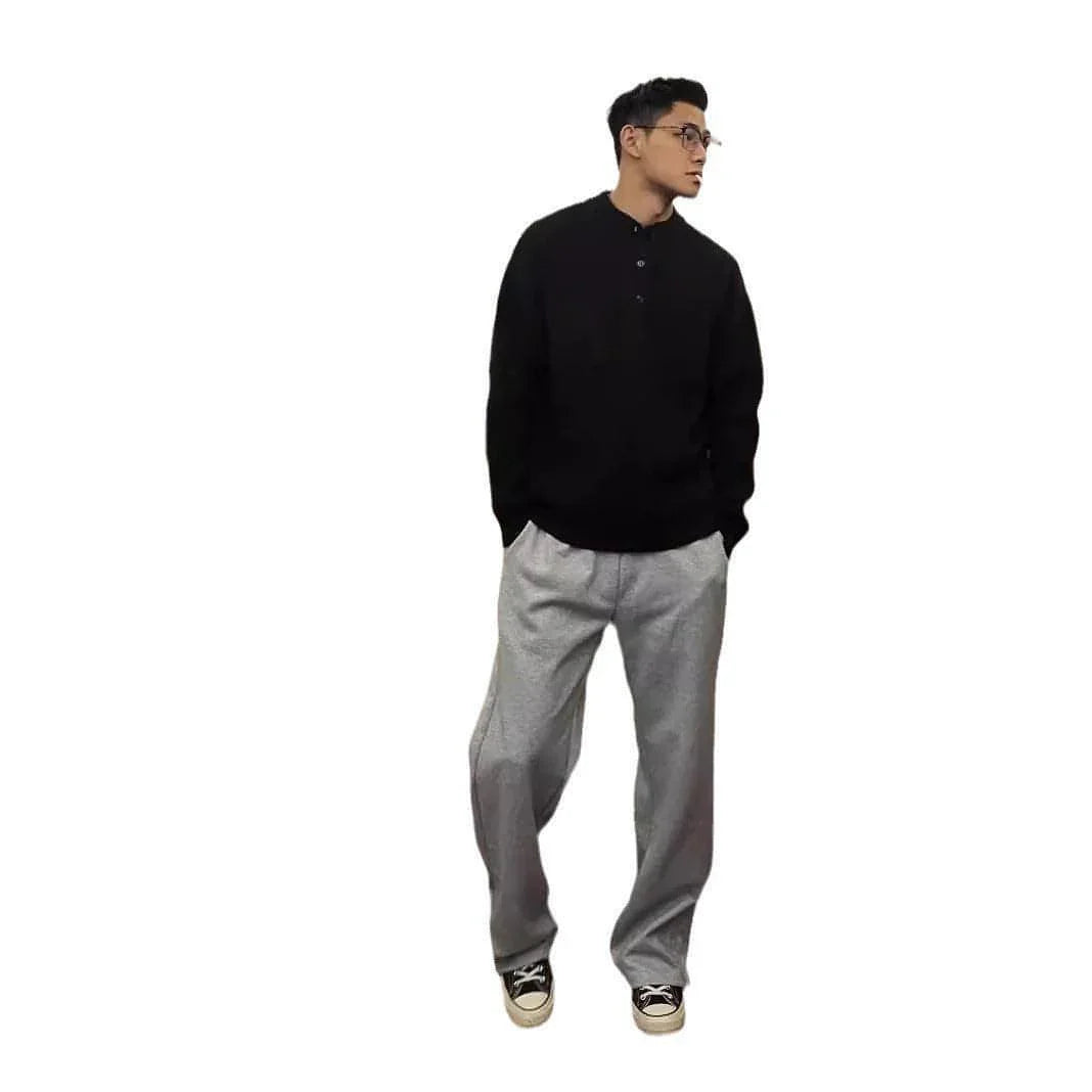 Henry Collar Round Neck Old Money Style Sweater For Men - Which Mark