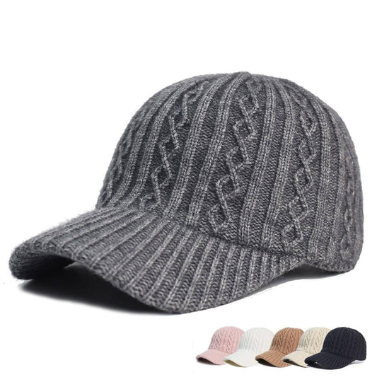 Knitting Wool Baseball Cap Korean Warm Solid Color Light Plate Peaked - Which Mark