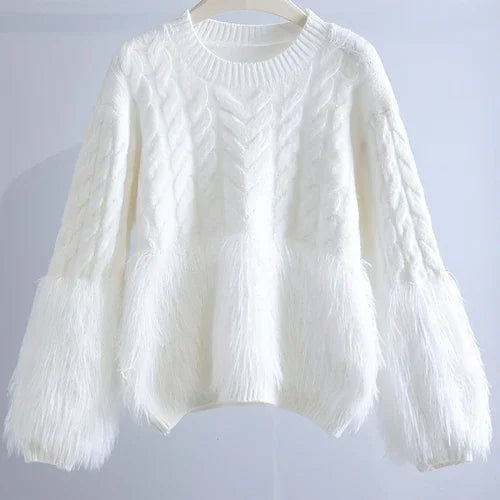 Cable-knit Sweater Women's Design Sense Loose - Which Mark