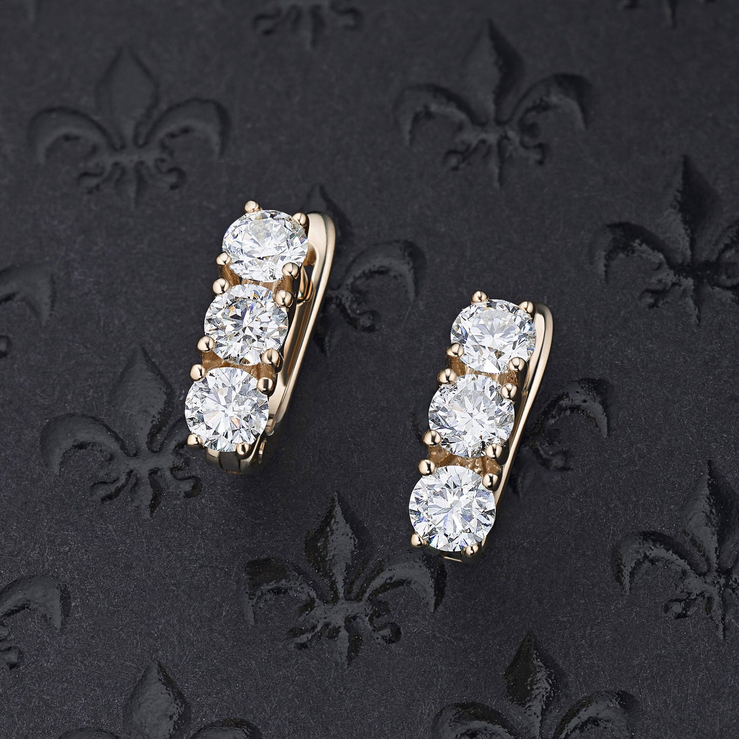 14K Yellow Gold Earrings with 6 Round-Cut Lab-Created Diamonds 1.345 - Which Mark