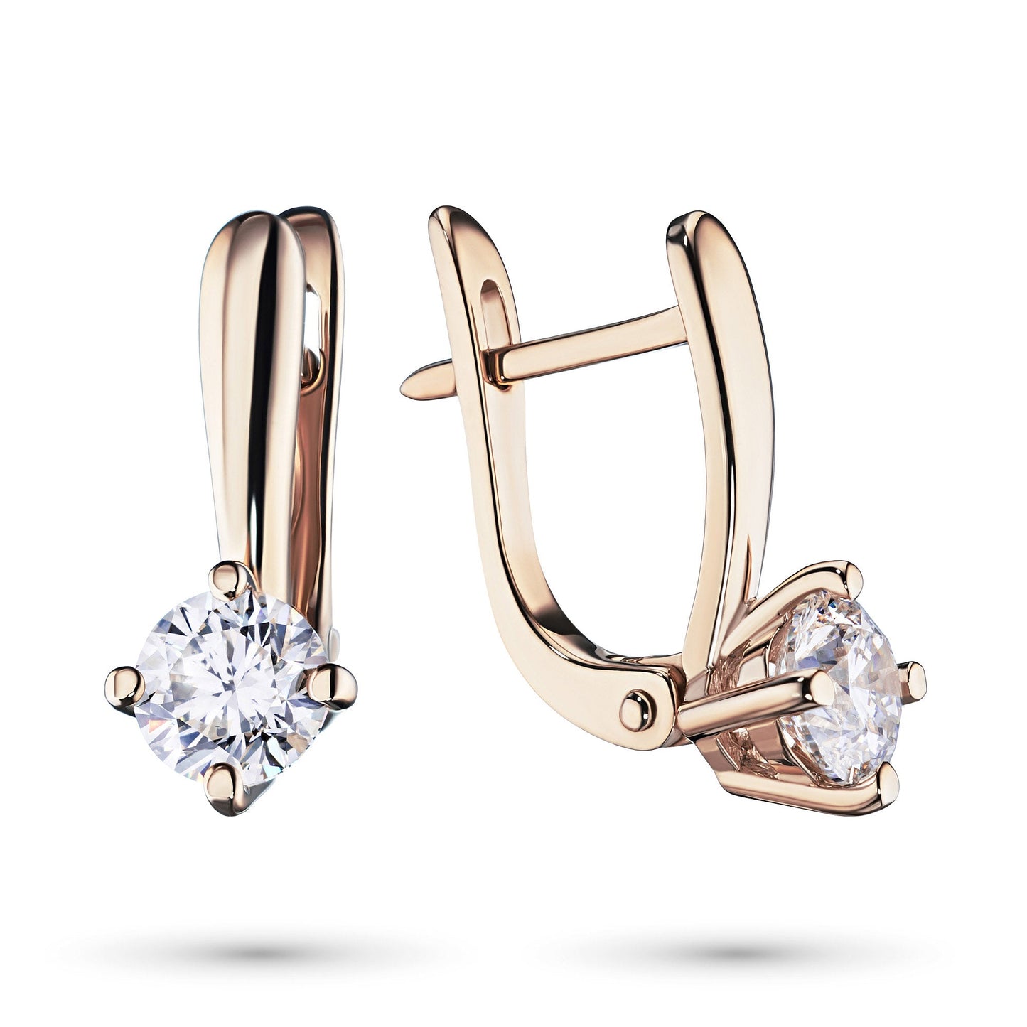 14K Rose Gold Earrings with 2 Round-Cut Lab-Created Diamonds 1.02 - Which Mark