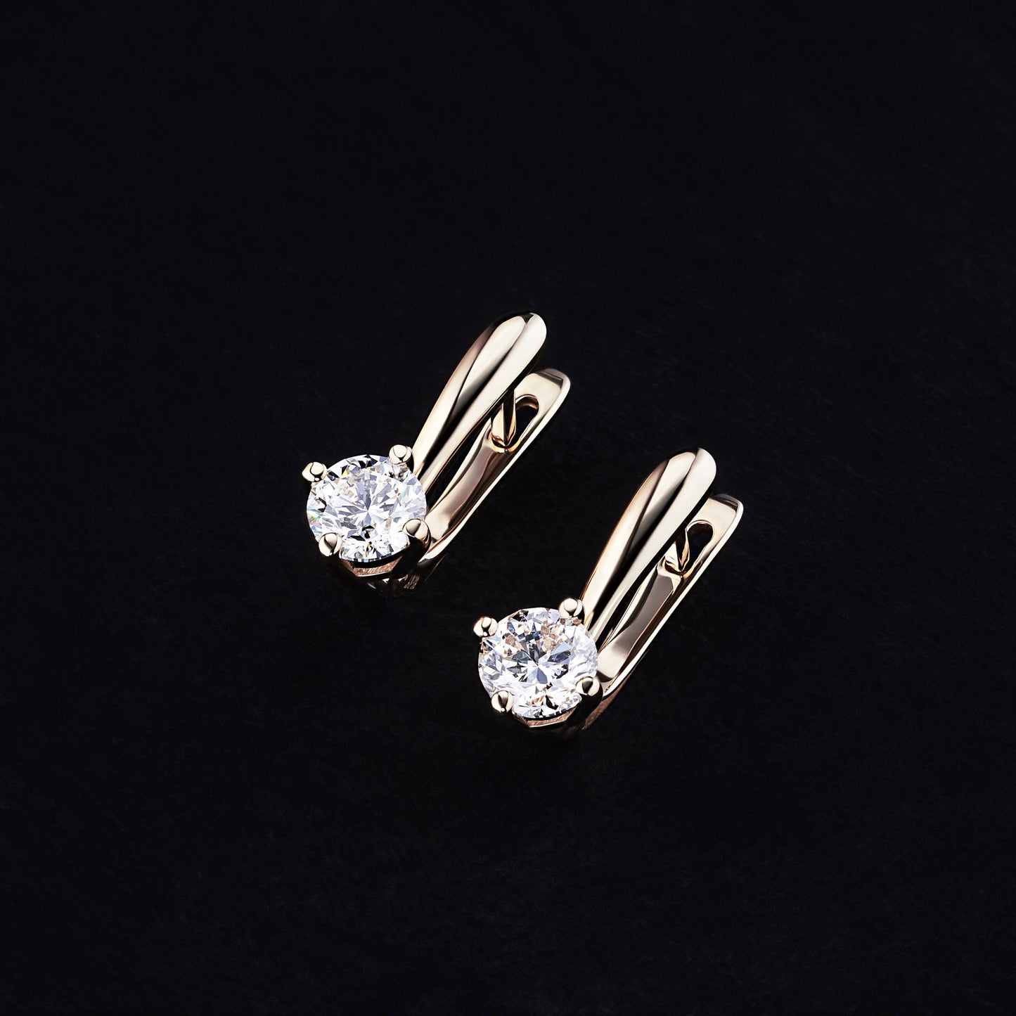 14K Rose Gold Earrings with 2 Round-Cut Lab-Created Diamonds 1.02 - Which Mark