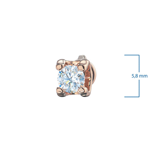 14K Rose Gold Earring Studs with 2 Round-Cut Lab-Created Diamonds 2.14 - Which Mark