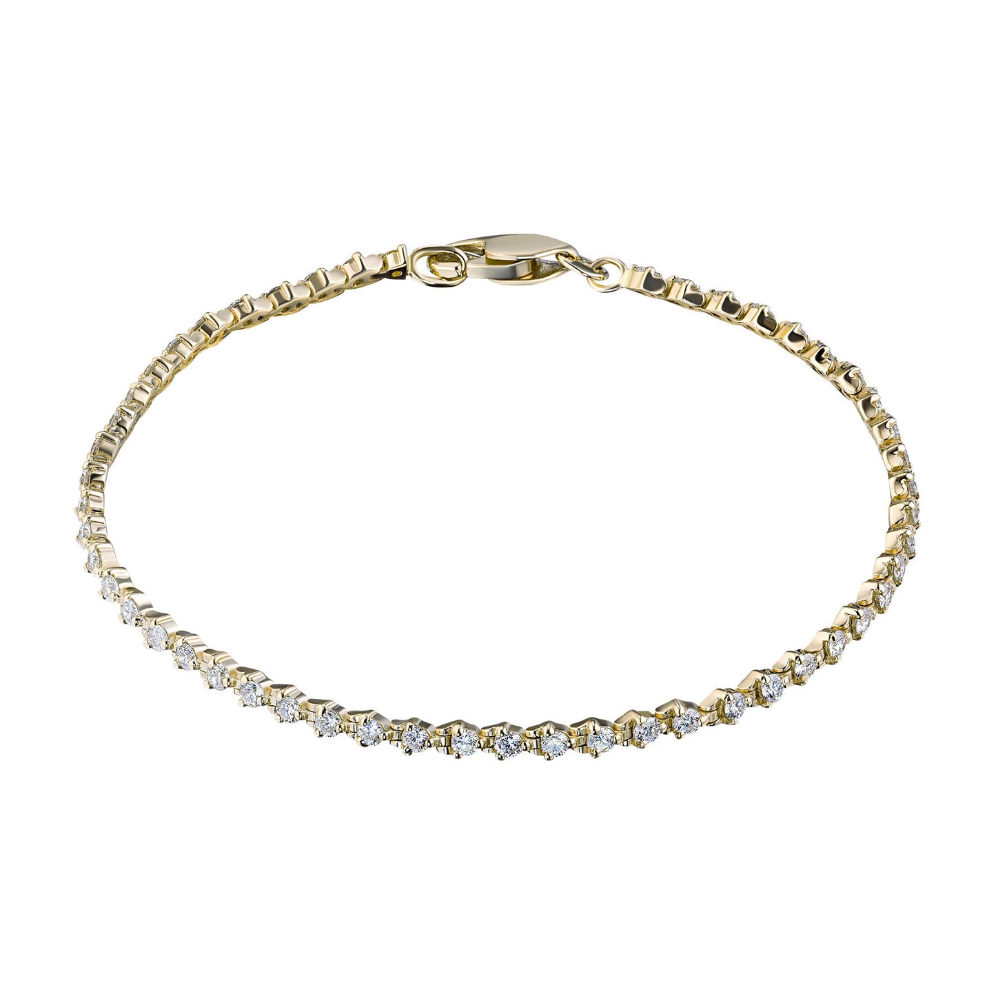 14K Yellow Gold Bracelet with 58 Round-Cut Lab-Created Diamonds 2.022 - Which Mark