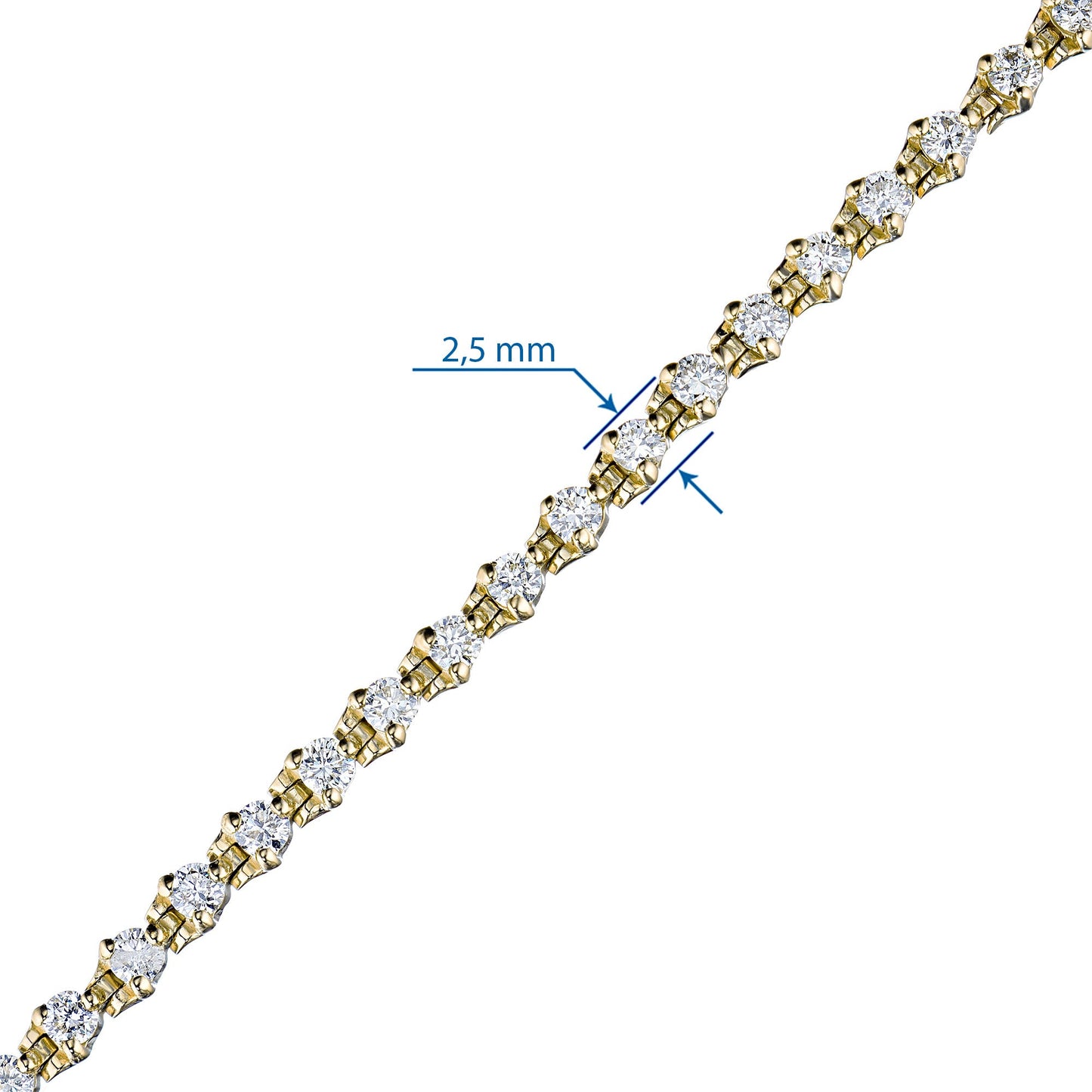 14K Yellow Gold Bracelet with 58 Round-Cut Lab-Created Diamonds 2.022 - Which Mark