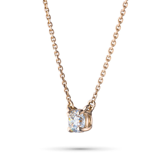 14K Yellow Gold Necklace with 1 Round-Cut Lab-Created Diamond 0.4 - Which Mark