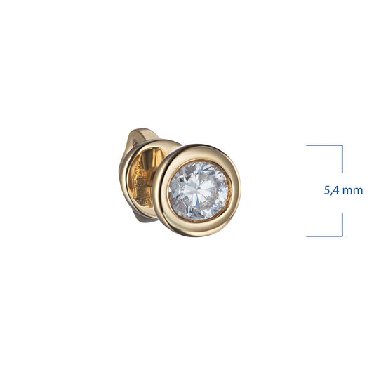 14K Yellow Gold Earring Studs with 2 Round-Cut Lab-Created Diamonds - Which Mark