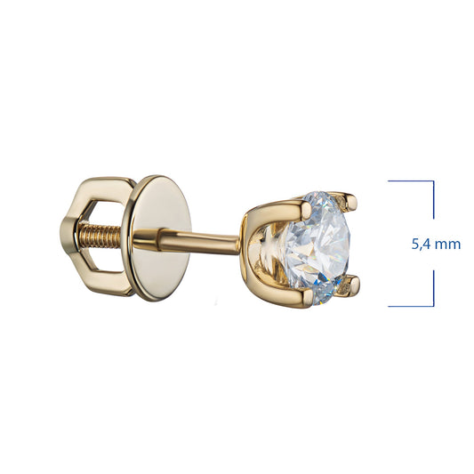 14K Yellow Gold Earring Studs with 2 Round-Cut Lab-Created Diamonds - Which Mark