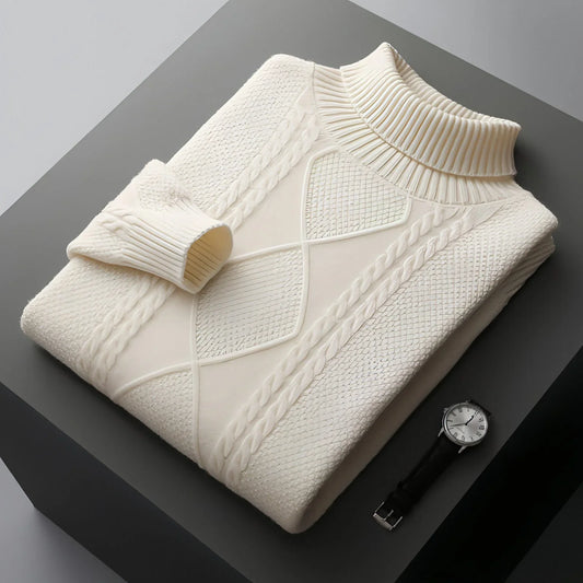 Men's Lapel High Collar Thick Loose Casual Knitted Sweater - Which Mark
