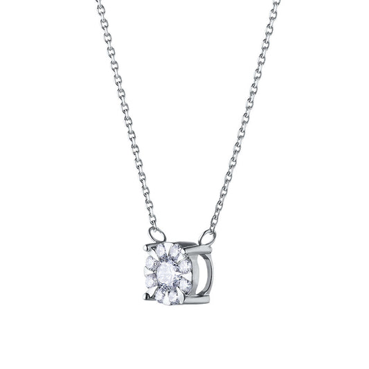 Sterling Silver Necklace with 9 Round-Cut Lab-Created Diamonds 0.293 - Which Mark