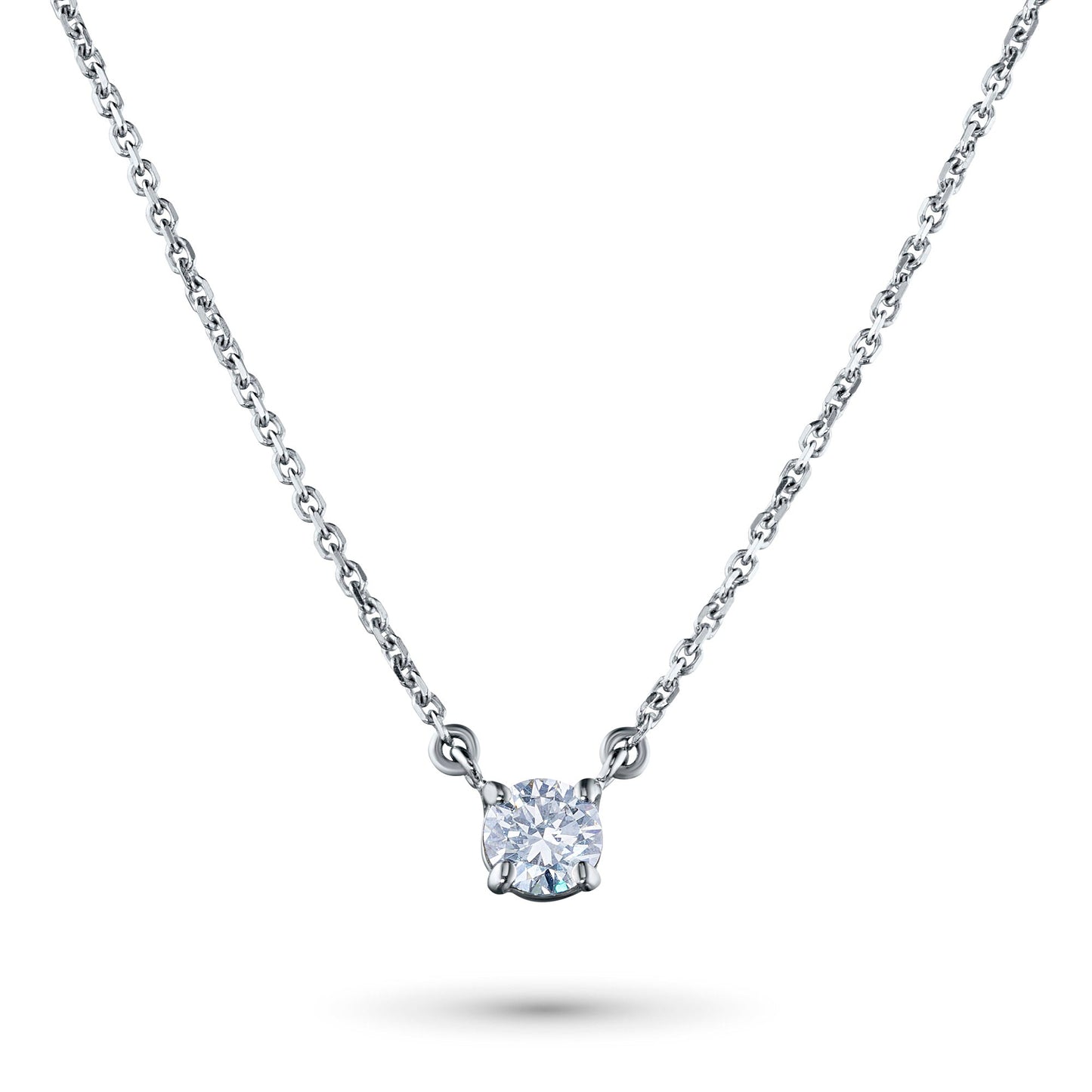 Sterling Silver Necklace with 1 Round-Cut Lab-Created Diamond 0.263 - Which Mark