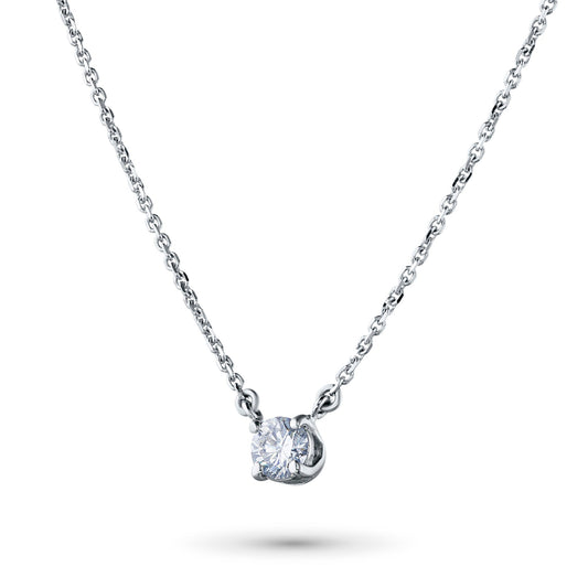 Sterling Silver Necklace with 1 Round-Cut Lab-Created Diamond 0.263 - Which Mark