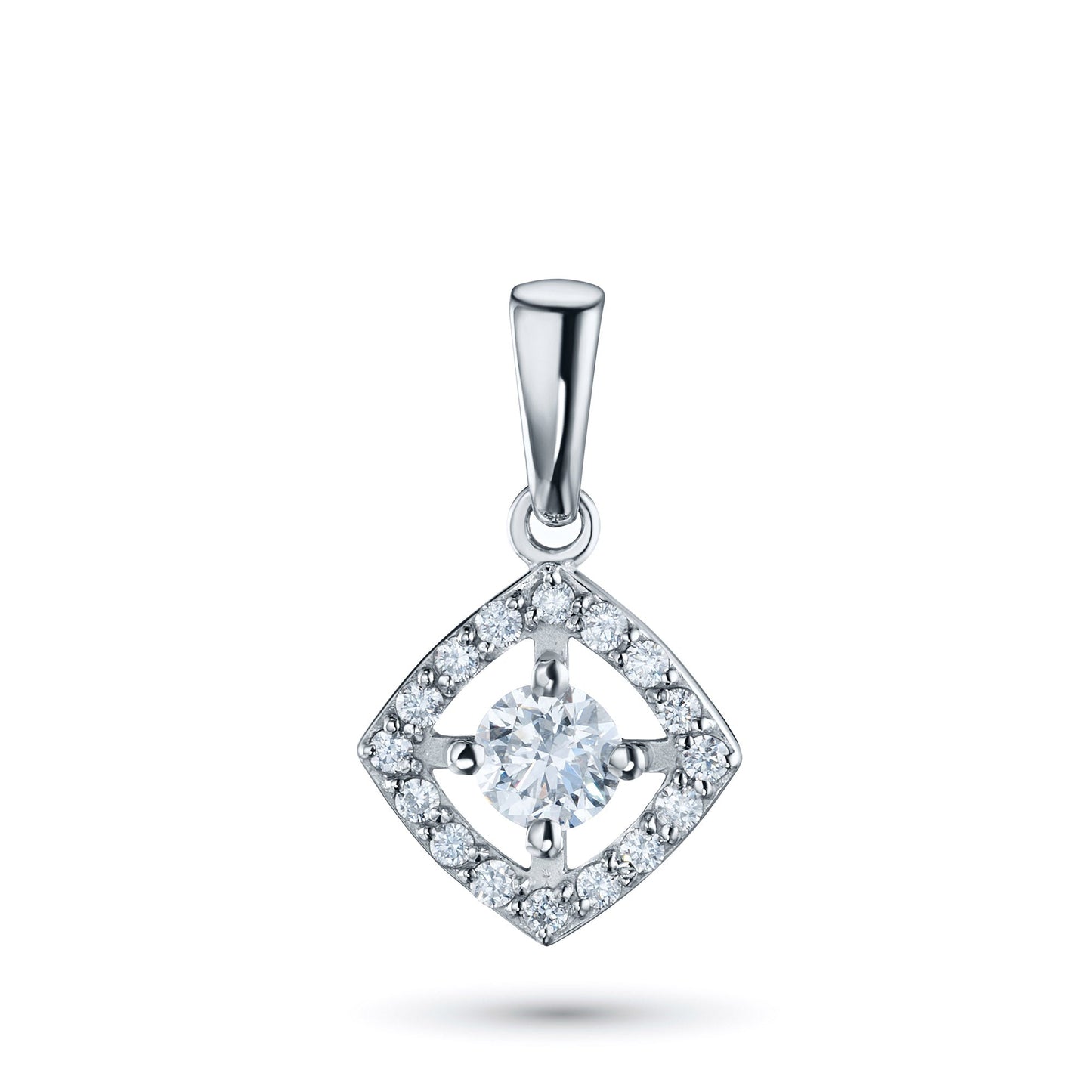 14K White Gold Pendant with 17 Round-Cut Lab-Created Diamonds 0.35 - Which Mark