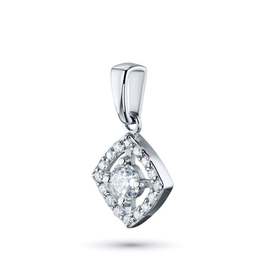 14K White Gold Pendant with 17 Round-Cut Lab-Created Diamonds 0.35 - Which Mark