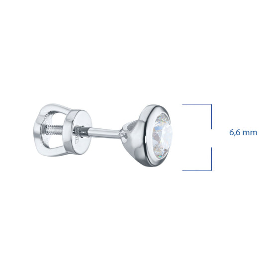 14K White Gold Earring Studs with 2 Round-Cut Lab-Created Diamonds - Which Mark