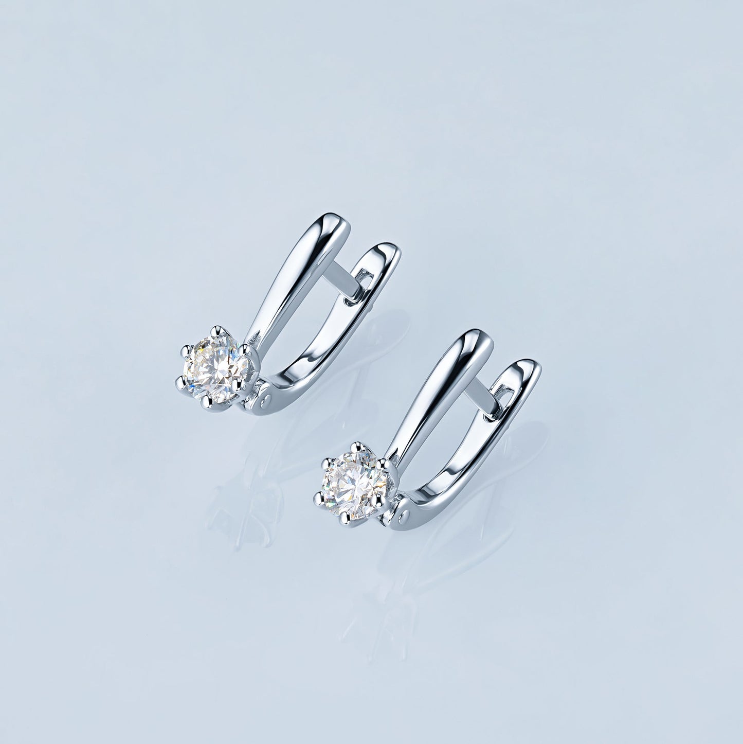14K White Gold Earrings with 2 Round-Cut Lab-Created Diamonds 0.76 - Which Mark