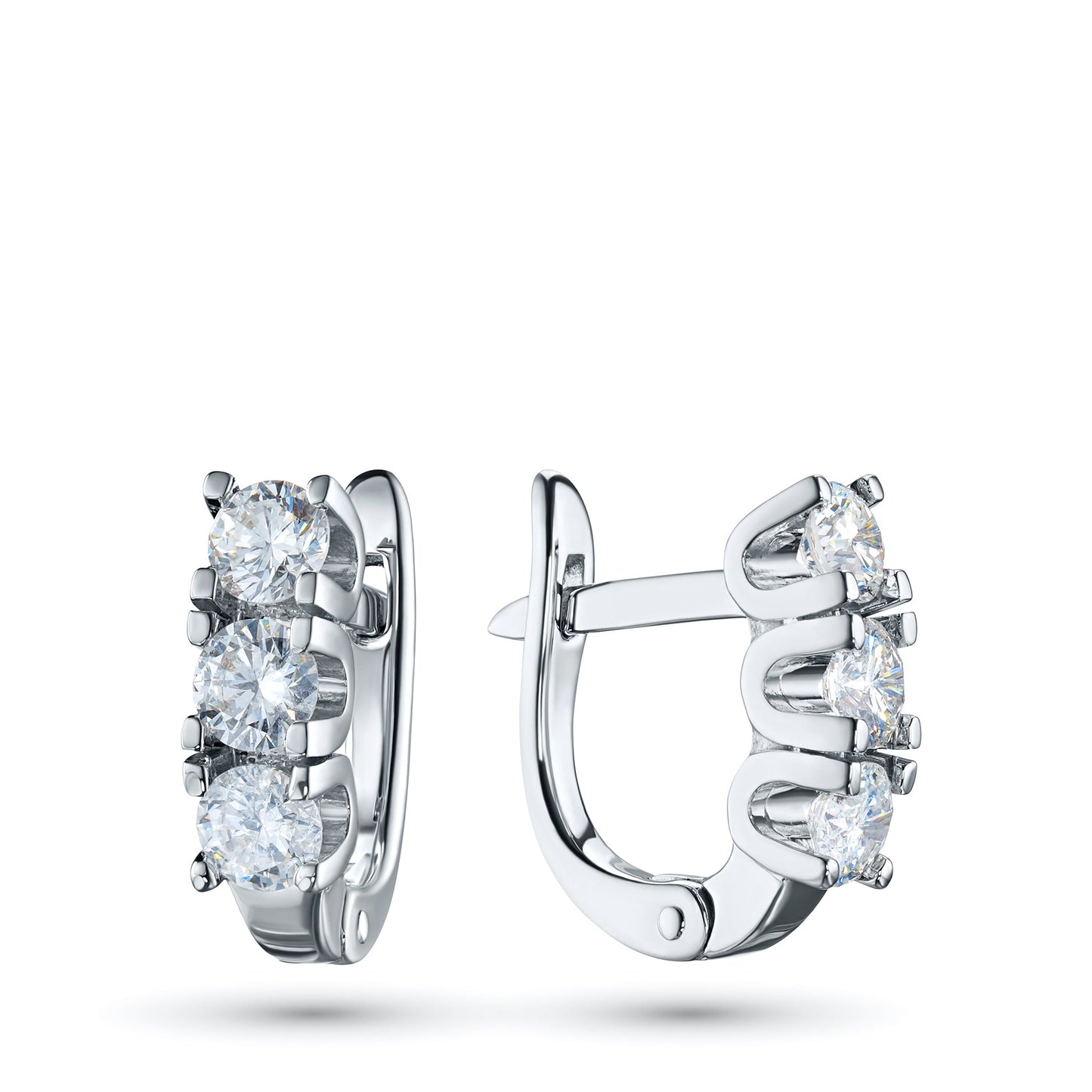 14K White Gold Earrings with 6 Round-Cut Lab-Created Diamonds 1.533 - Which Mark