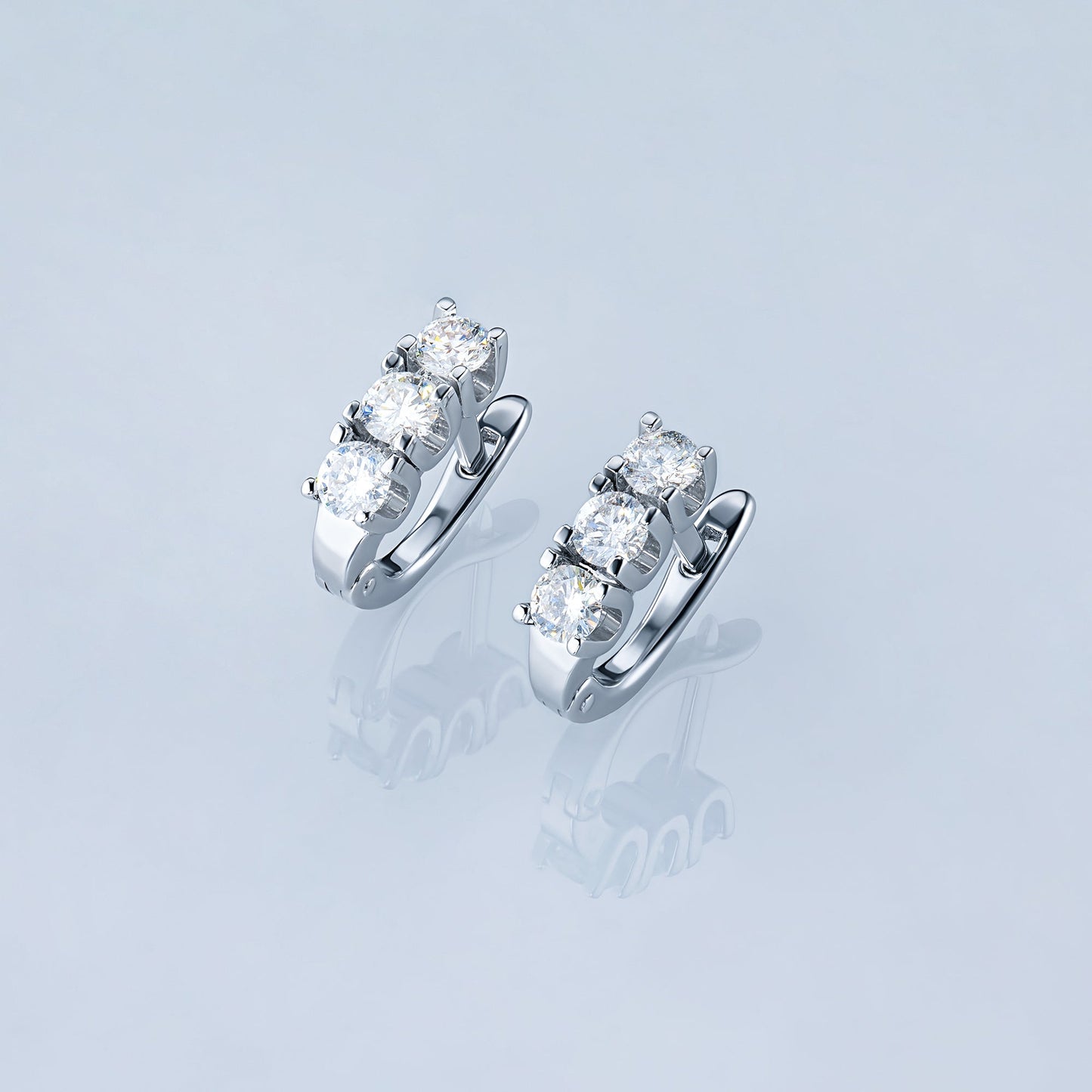 14K White Gold Earrings with 6 Round-Cut Lab-Created Diamonds 1.533 - Which Mark