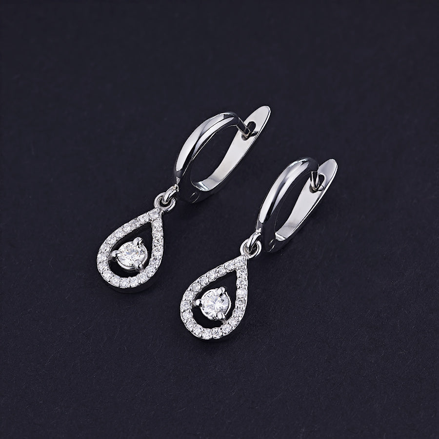 14K White Gold Earrings with 42 Round-Cut Lab-Created Diamonds 1.22 - Which Mark