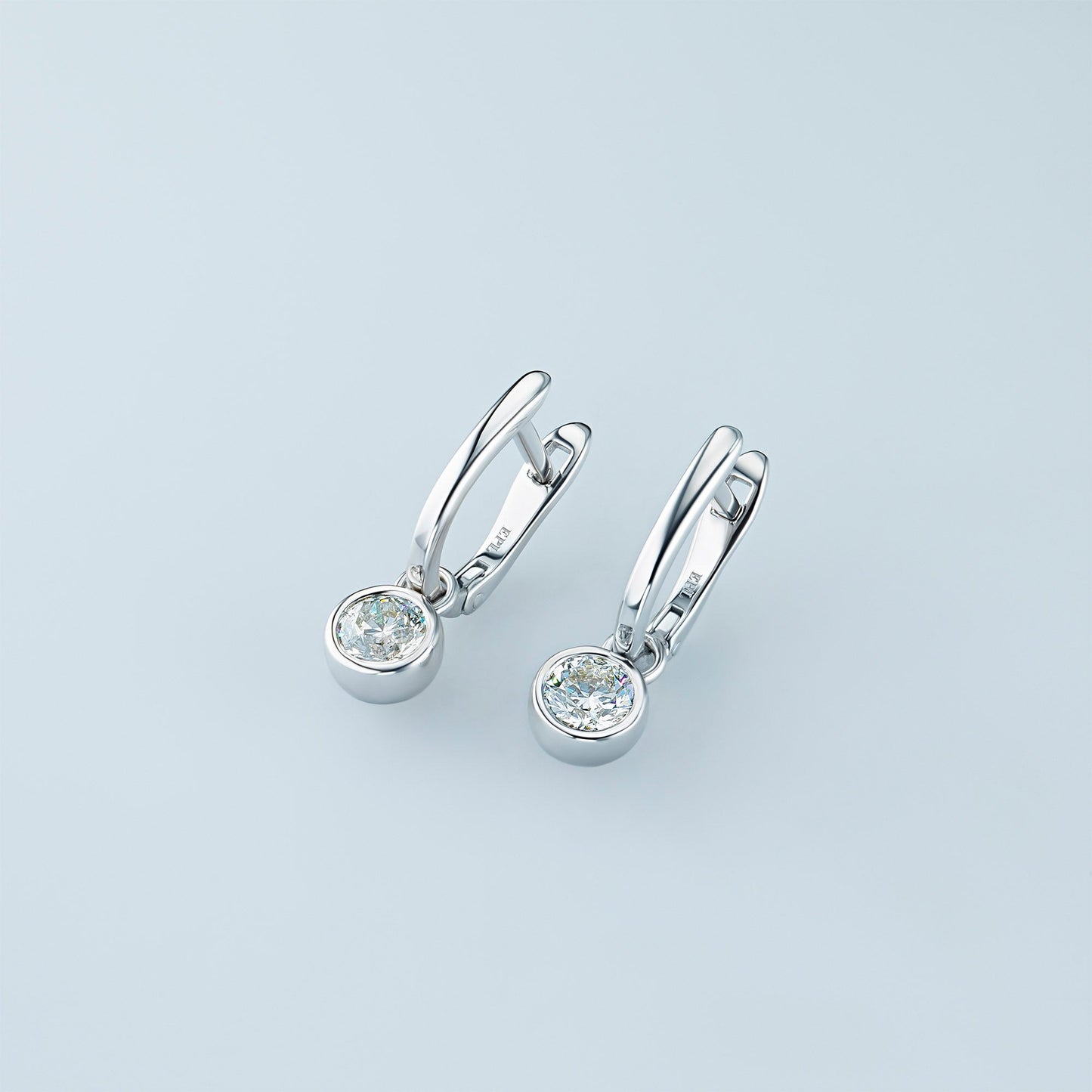 14K White Gold Earrings with 2 Round-Cut Lab-Created Diamonds 0.91 - Which Mark