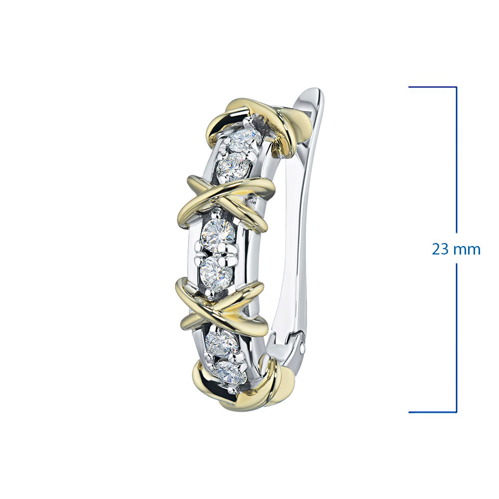 14K White and Yellow Gold Earrings with 12 Round-Cut Lab-Created - Which Mark