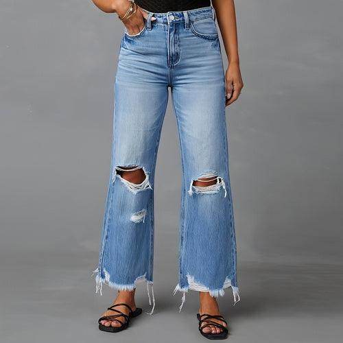SkyFade™ – Ripped Wide-Leg High Waist Jeans - Which Mark