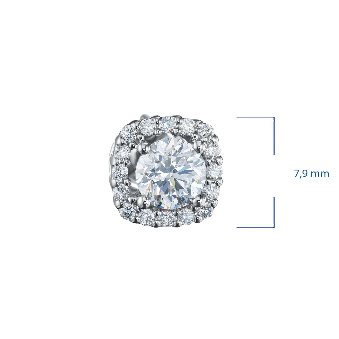 14K White Gold Earring Studs with 34 Round-Cut Lab-Created Diamonds - Which Mark