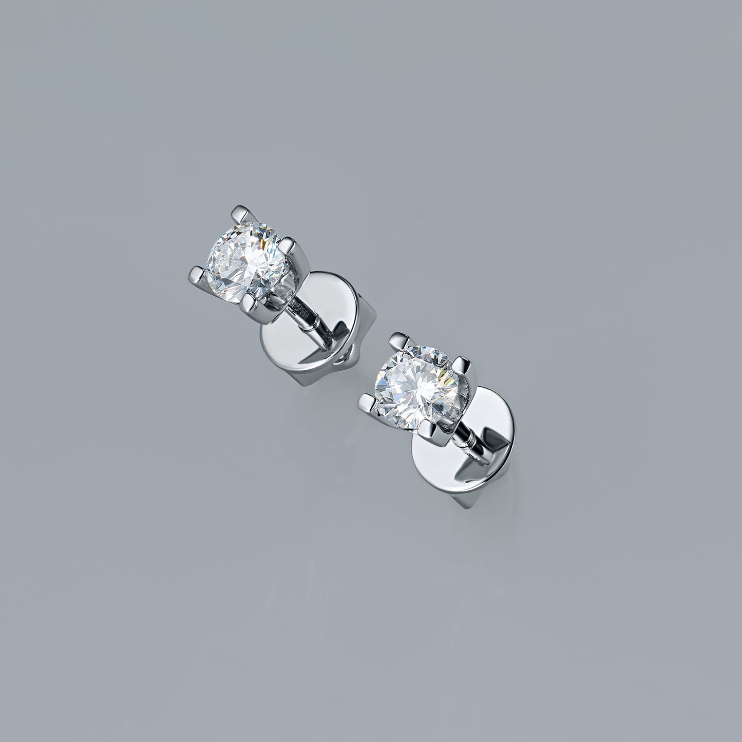 14K White Gold Earring Studs with 2 Round-Cut Lab-Created Diamonds - Which Mark