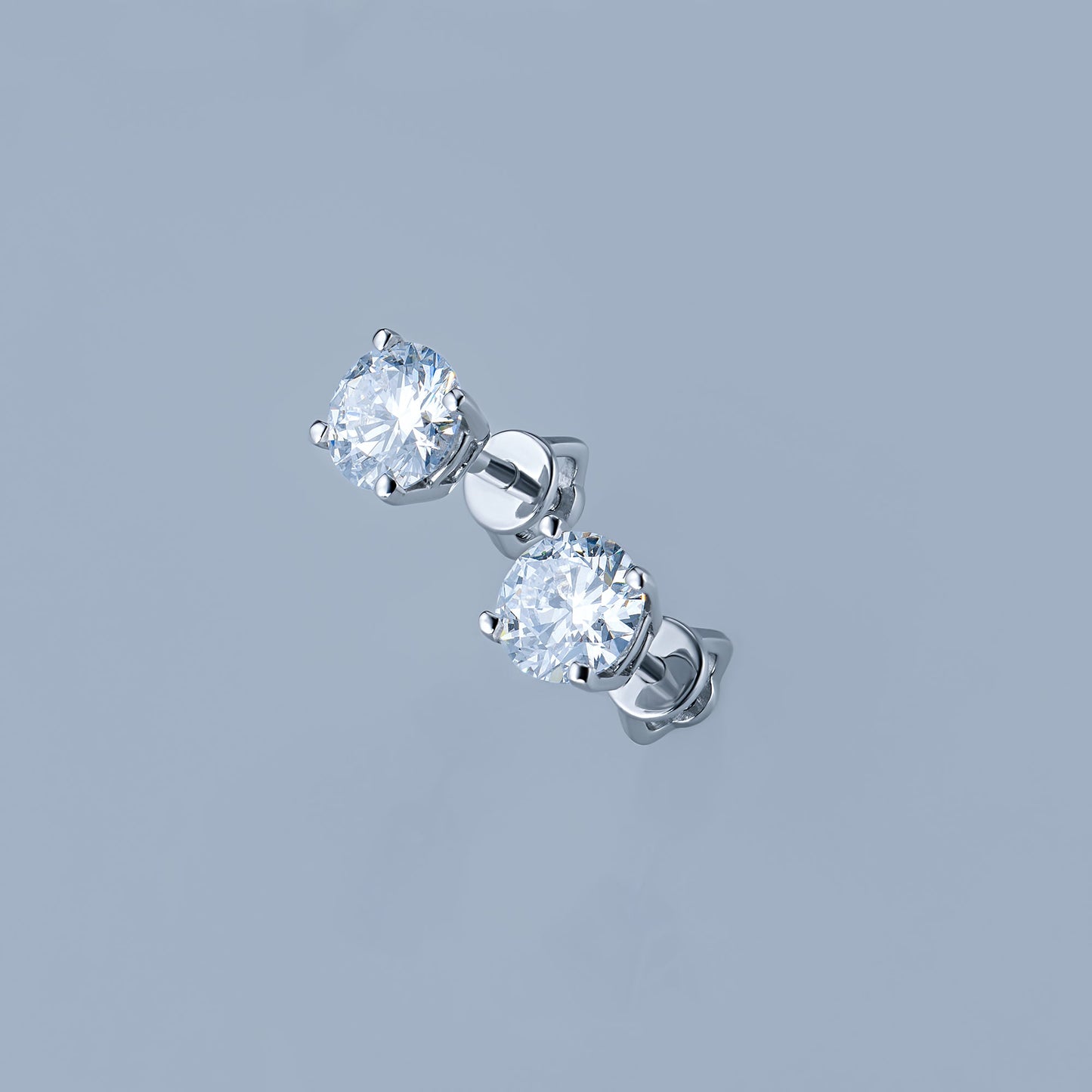 14K White Gold Earring Studs with 2 Round-Cut Lab-Created Diamonds - Which Mark