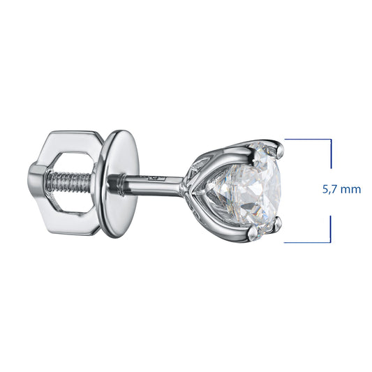 14K White Gold Earring Studs with 2 Round-Cut Lab-Created Diamonds - Which Mark