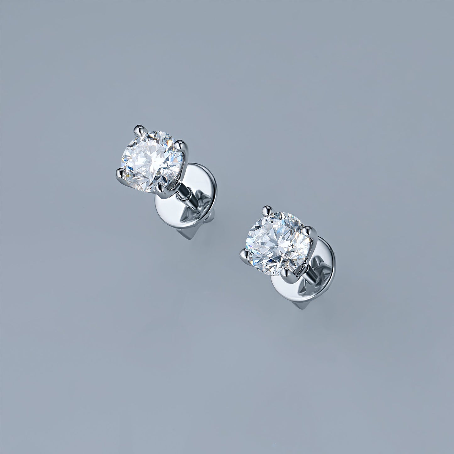 14K White Gold Earring Studs with 2 Round-Cut Lab-Created Diamonds - Which Mark