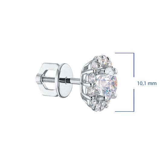 White Gold Earring Studs with 26 Round-Cut Lab-Created Diamonds 2.63 - Which Mark