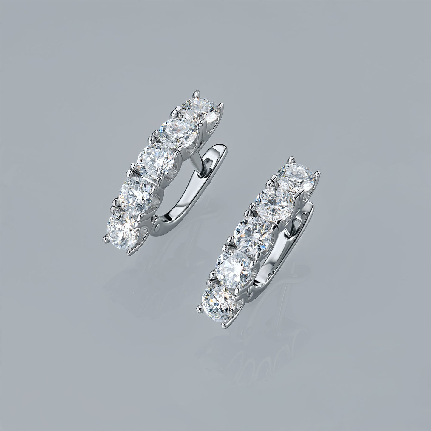 14K White Gold Earrings with 10 Round-Cut Lab-Created Diamonds 1.255 - Which Mark
