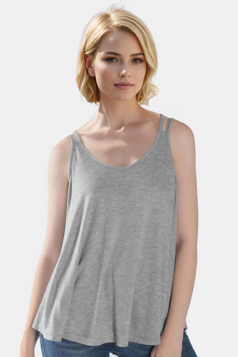 Basic Bae Bamboo Scoop Neck Double Spaghetti Straps Cami - Which Mark