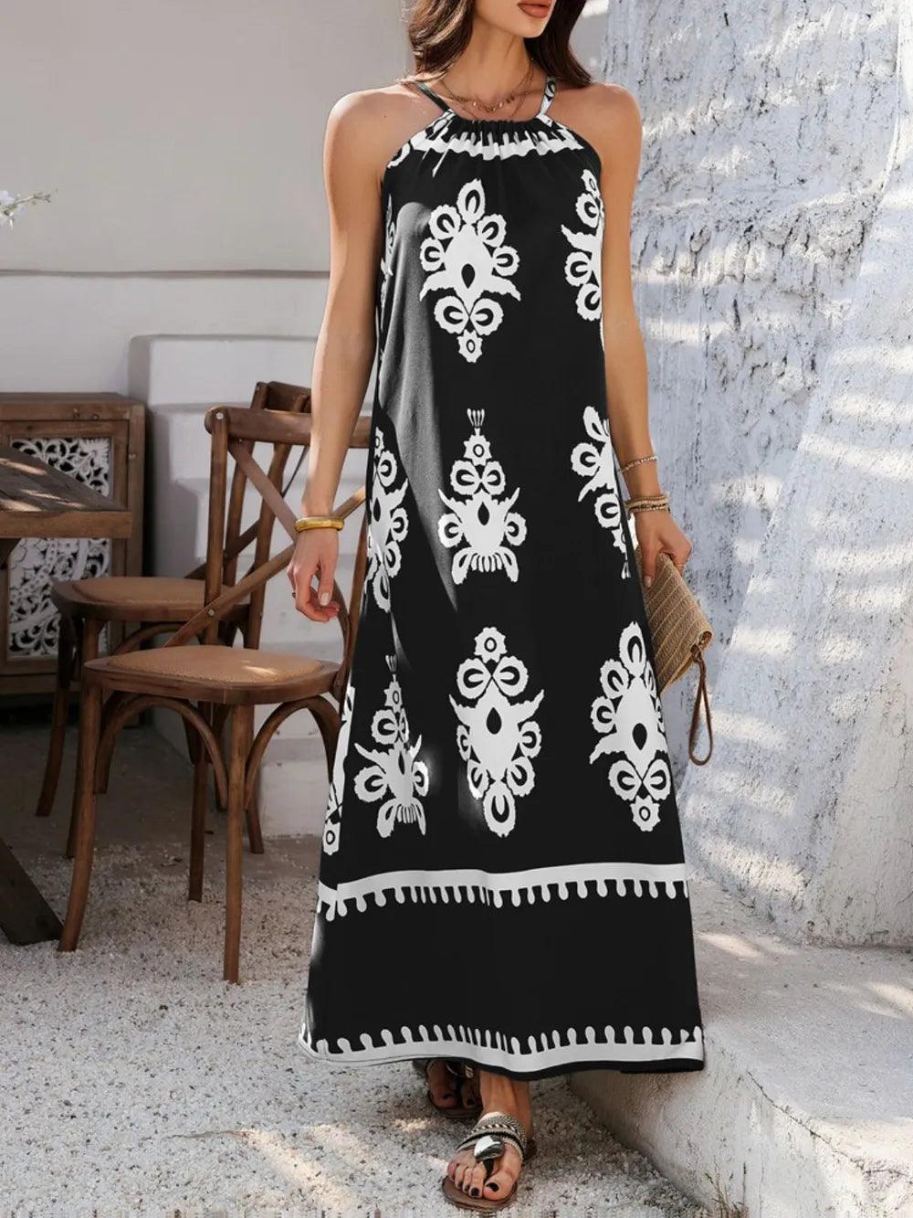 Devine Grecian Neck Printed Maxi Dress - Which Mark