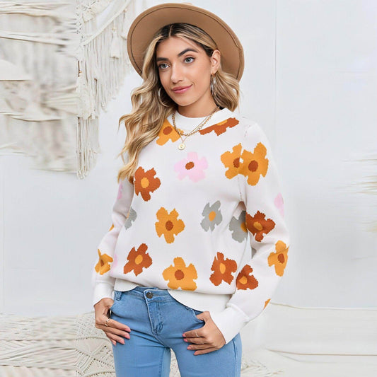 Knitted Thread Sweater Women's Flower - Which Mark