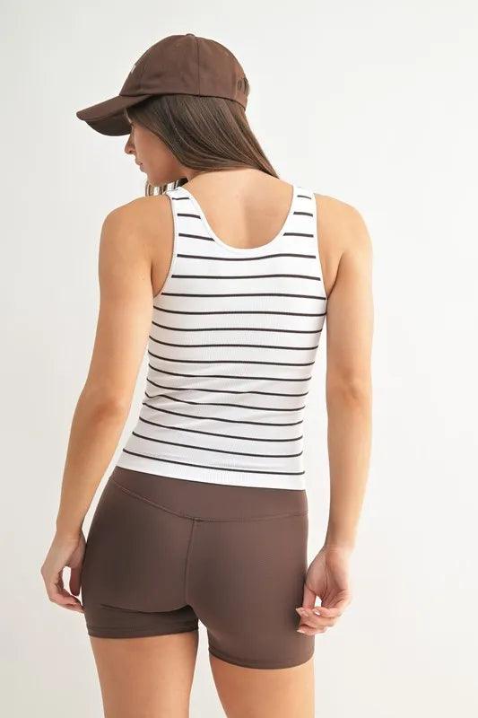 MONO B Striped Seamless Ribbed Tank - Which Mark