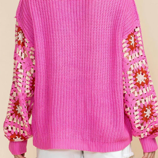 Women's Casual All-match Crocheted Knitted Top - FLORAL SWEATER - Which Mark